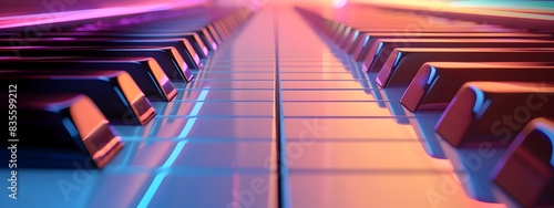 D Rendered Piano Keyboard Showcasing Musical Frequencies