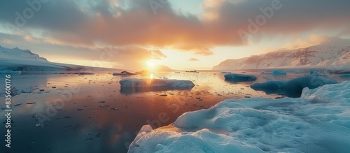 Beautiful landscape of melting icebergs in J Offset