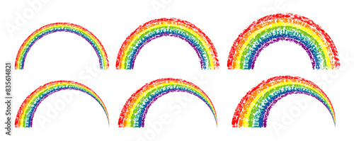 クレヨン・クレパスで描いた虹イラスト素材セット