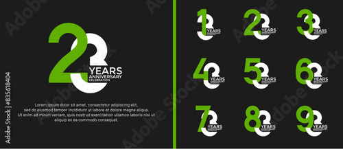 anniversary logo style set with green and white color can be use for celebration moment