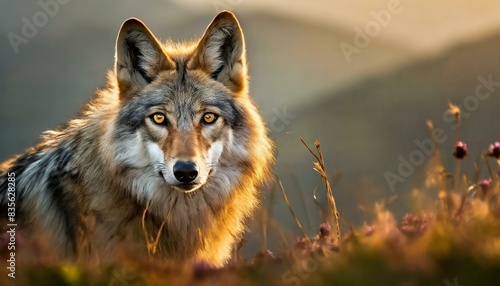 An Arabian wolf staring directly at the camera