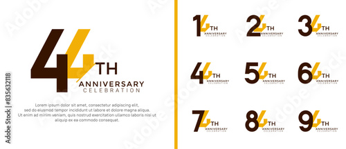 anniversary logo style set with black and yellow color can be use for celebration moment