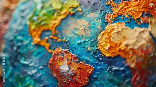 Close up, vibrant clay-style illustration of planet Earth, textured and handcrafted, with bright playful colors, appealing to children