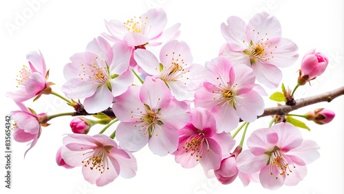 Beautiful sakura flowers isolated on white background, sakura, flowers, pink, cherry blossoms, Japanese, spring, petals, nature, isolated, bloom, delicate, beauty, tree, season, floral, soft