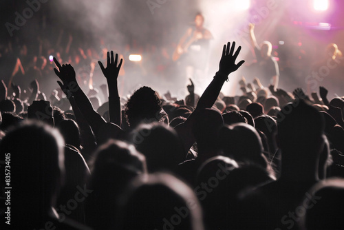 Back view of crowd of people at music concert