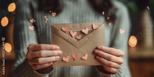 Sweet love letter idea with hearts emerging from an envelope