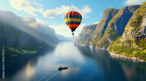 hot air balloon over the mountains