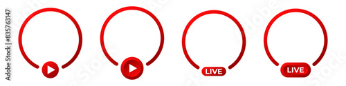 Red live broadcast logo. Video stream online icon.