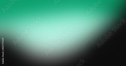 greenish blue white illuminated spots on black, grainy color gradient background, noise texture effect, copy space 