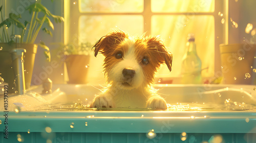 Pets in the bathtub