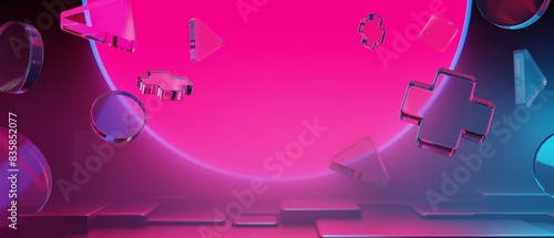 3d illustration rendering of gamer technology futuristic cyberpunk sci-fi display podium, gaming scifi stage pedestal abstract background