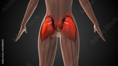 Gluteus muscle anatomy medical animation