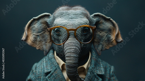 Elephant business portrait dressed as a manager