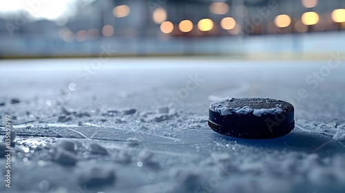 Ice Hockey Puck in Shallow Depth of Field: A Winter Game's Star