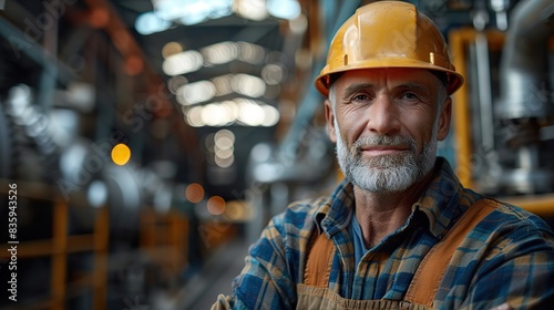 portrait of a happy caucasian white male manufacturing worker or engineer a senior professional engineer or foreman in the workplace.illustration