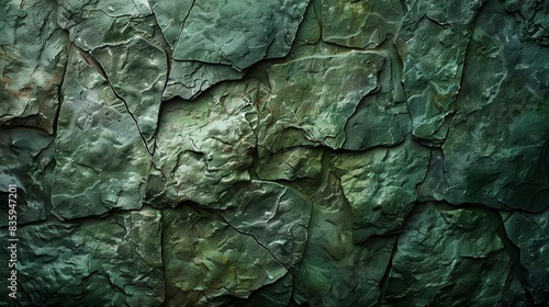 Serpentine stone wall with greenish hue, ambient lighting, natural texture, horizontal layout,