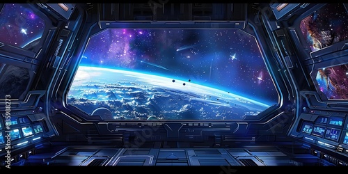 Cosmic View from Futuristic Space Station
