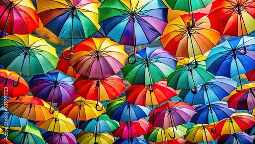 Colorful umbrella design symbolizing DEIB concept, diversity, equity, inclusion, belonging, umbrella, colorful, pattern, concept, symbol, unity, harmony, representation, equality, acceptance