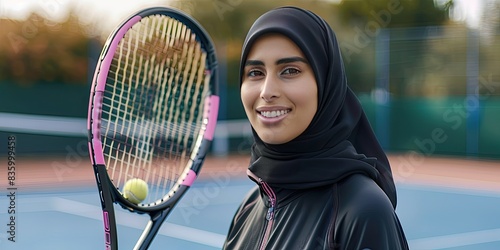 Confident Tennis Player in Hijab