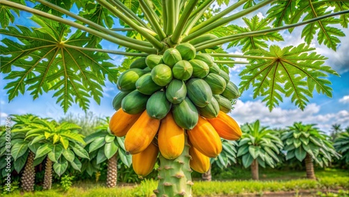 ripe papaya tree