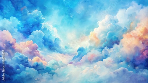 Watercolor gradient pastel background with blue clouds, perfect for wallpaper or background design , watercolor, gradient, pastel, background, blue, clouds, wallpaper, sky, white, natural