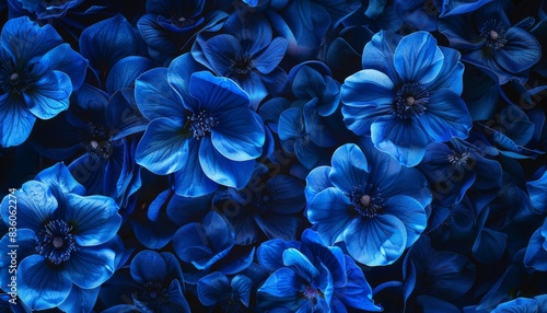 Royal Blue Floral Bliss: A Stunningly Dark and Vivid Texture Background