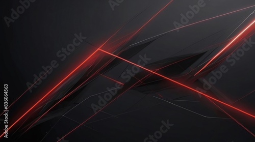 Dark grey black abstract background with Red glowing lines design for social media Ai generated.