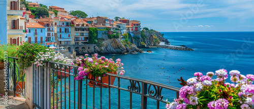 A picturesque coastal Italian village basks in the sunshine.