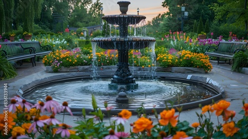 garden with a fountain pic