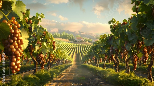 A vineyard rows of grapevines pic