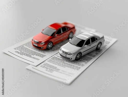 Two toy cars on the paper with candidate's safety ratings