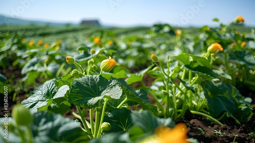a zucchini field vibrant image