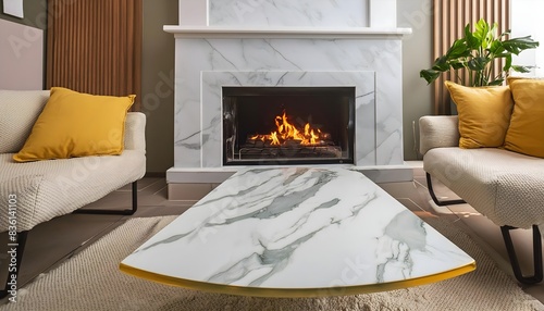 Modern living room luxury, marble table