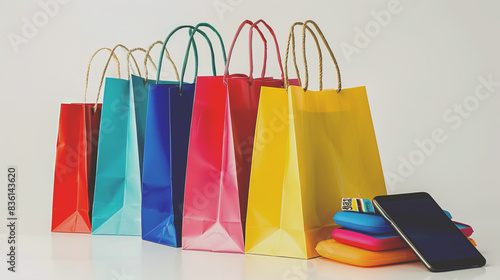Vibrant Shopping Bags and Smart Device.