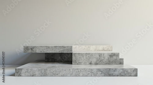 Podium with a concrete finish and minimalist design, perfect for contemporary products