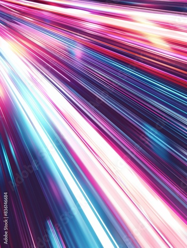Vibrant Neon Light Speed Streaks in a dynamic abstract design with pink, blue, and white lines, representing fast motion and energy.