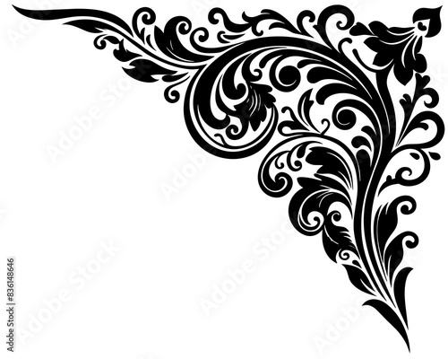 Swirl floral black angle design