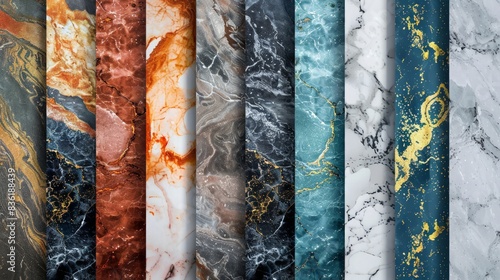 Luxury Marble Backgrounds: Design a set of luxury marble backgrounds with rich textures and elegant color variations,