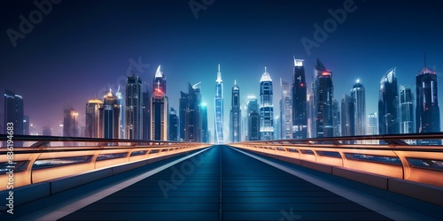 Vibrant nighttime cityscape in Dubai UAE with modern architecture and luxury travel. Concept Night Photography, Dubai Cityscape, Modern Architecture, Luxury Travel, Vibrant Colors
