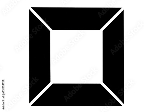 schwarze Silhouette Kontrast Viereck mit dreieck linien isoliert auf weißen Hintergrund, Freisteller 