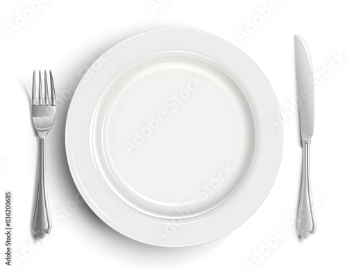 white plate with cutlery