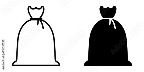 ofvs604 OutlineFilledVectorSign ofvs - sandbag vector icon . flood protection sign . burlap sack . isolated transparent . black outline filled version . AI 10 / EPS 10 . g11947