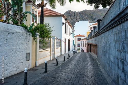Picturesque streets with colonial-style buildings on the island of La Palma, Canary Islands.