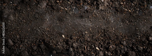 Photo of dark brown soil background