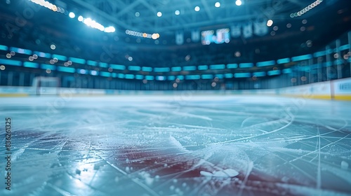 Defocused Indoor Arena - Exciting Ice Hockey Game with Cheering Fans