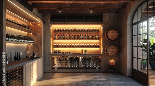 A wine cellar with smart climate control and inventory tracking generated by AI
