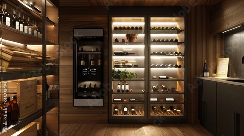 A wine cellar with smart climate control and inventory tracking generated by AI