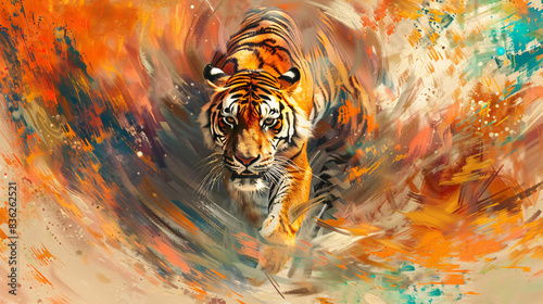 Expressionistic painting of a tiger