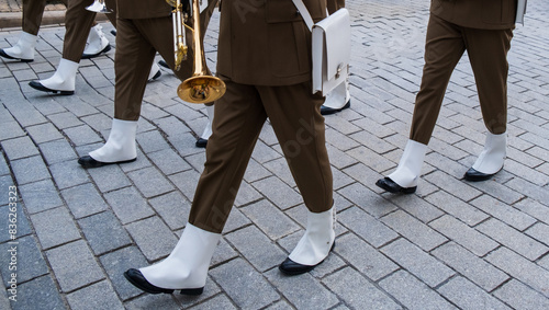 The military Polish band parade in Warsaw city, Poland