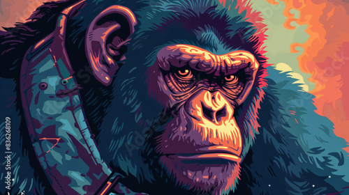 Ape in pixel art style